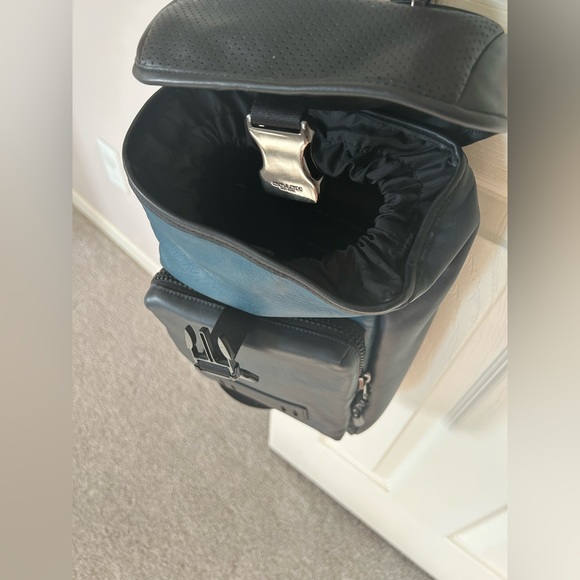 Coach Leather Black/Navy Sling Backpack - Picture 6 of 7